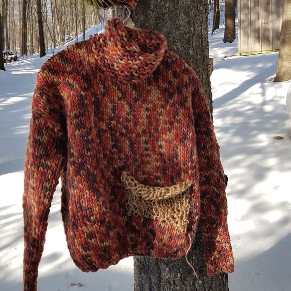 Winter set, Autumn colors , sweater and matching hat, hand knitted - Picture 3 of 10